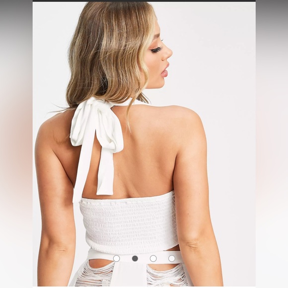 ASOS Cross Neck Beach Top& Skirt Set in White - Picture 4 of 4